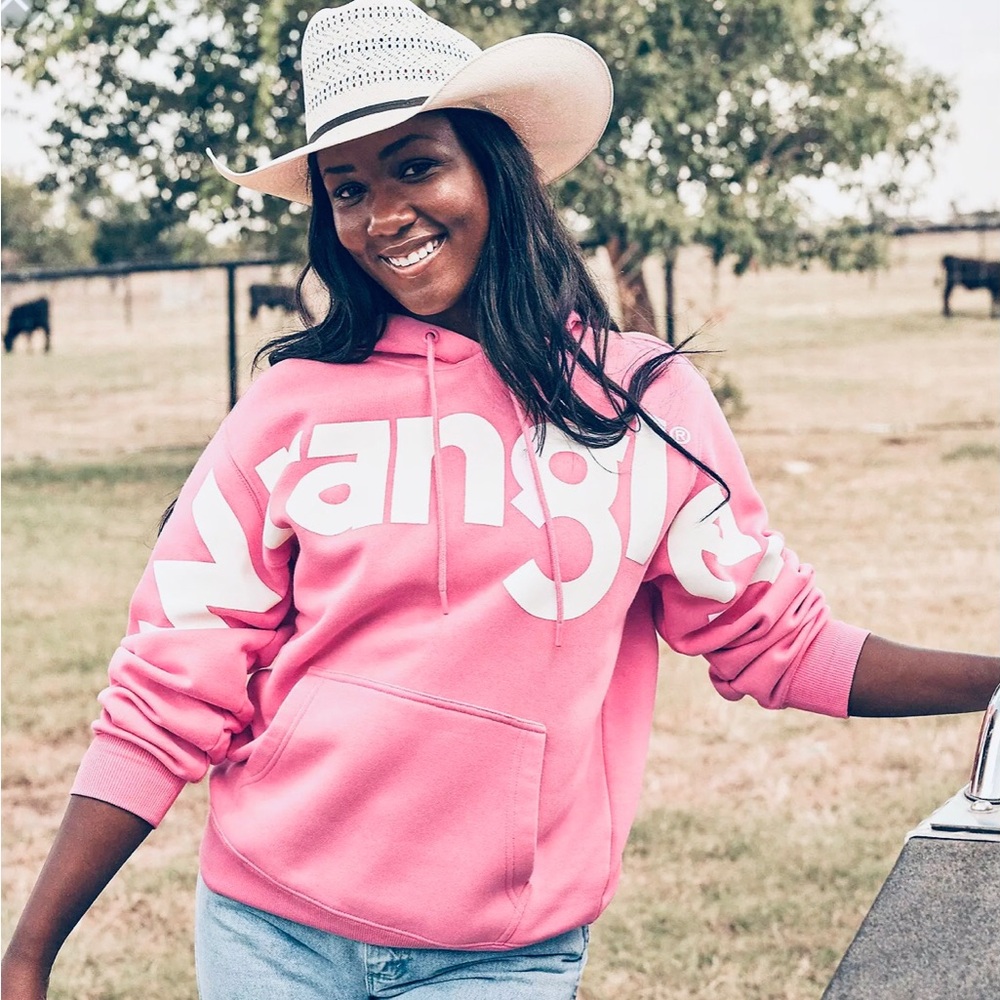 New Wrangler Retro Logo Hoodie Bubblegum Pink